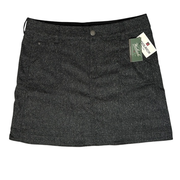 WOOLRICH Woodlyn Mini Skirt sz 16 Onyx Gray Wool Blend Pockets Fall Winter 5063 - Picture 2 of 11
